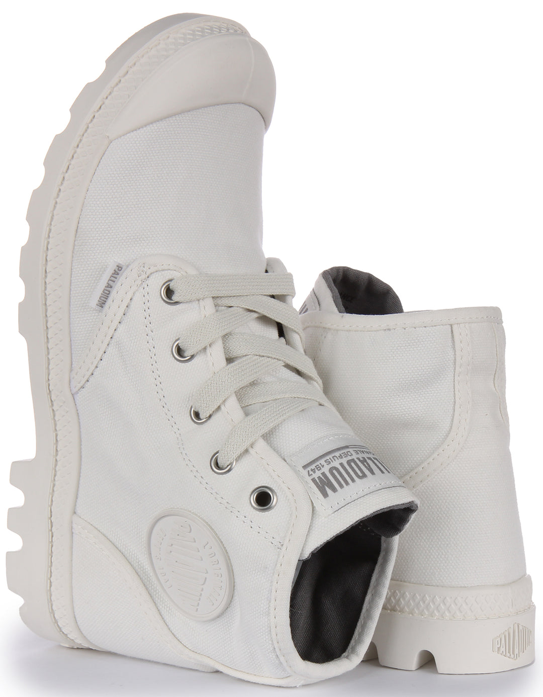 Palladium Pampa Hi Bottines végane en toile à lacets pour femmes en blanc