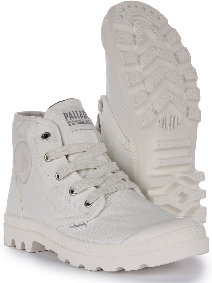 Palladium Pampa Hi Stivaletto vegano pizzo su in tela da donna in bianco