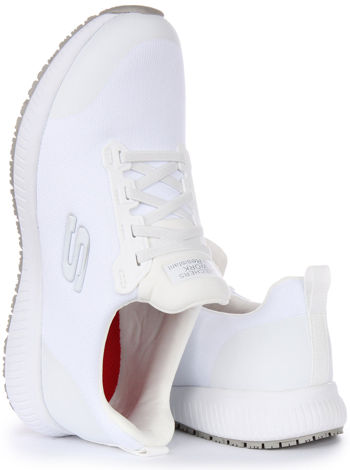 Skechers Work Squad SR Frauen Leichtgewichtige Masche Elastische Spitze Turnschuhe Weiß