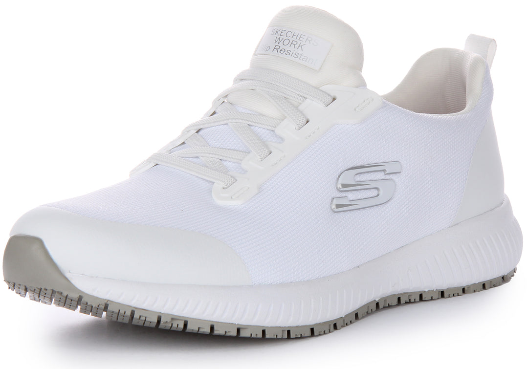 Skechers Work Squad SR Frauen Leichtgewichtige Masche Elastische Spitze Turnschuhe Weiß