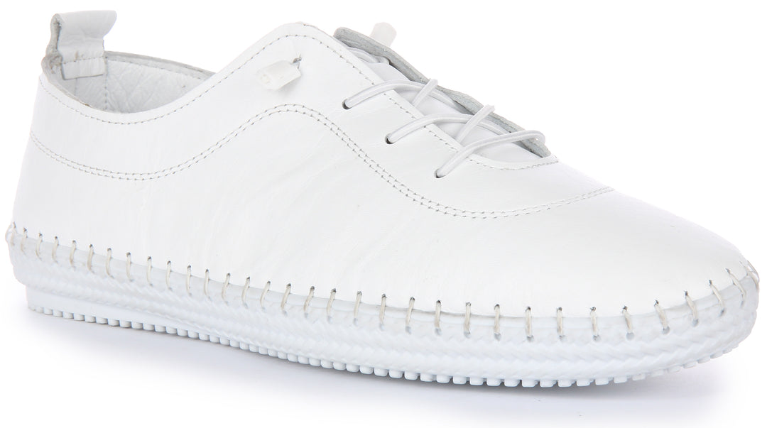 JUSTINREESS Lexi Chaussures de travail en cuir pour hommes en blanc