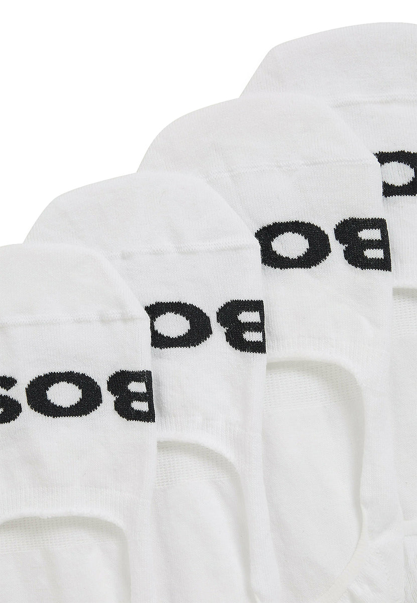Boss 2P SL Uni Logo CC 2 paia di calzini invisibili in cotone da uomo in bianco