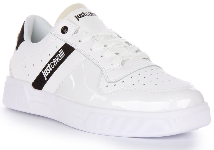 Just Cavalli Fondo Baskets à lacets en cuir synthétique pour hommes en blanc