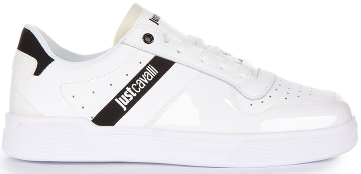 Just Cavalli Fondo Baskets à lacets en cuir synthétique pour hommes en blanc