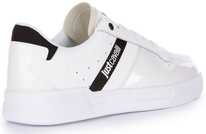 Just Cavalli Fondo Baskets à lacets en cuir synthétique pour hommes en blanc