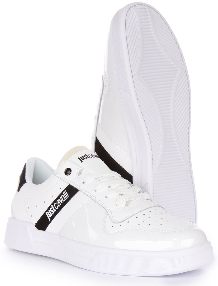 Just Cavalli Fondo Baskets à lacets en cuir synthétique pour hommes en blanc