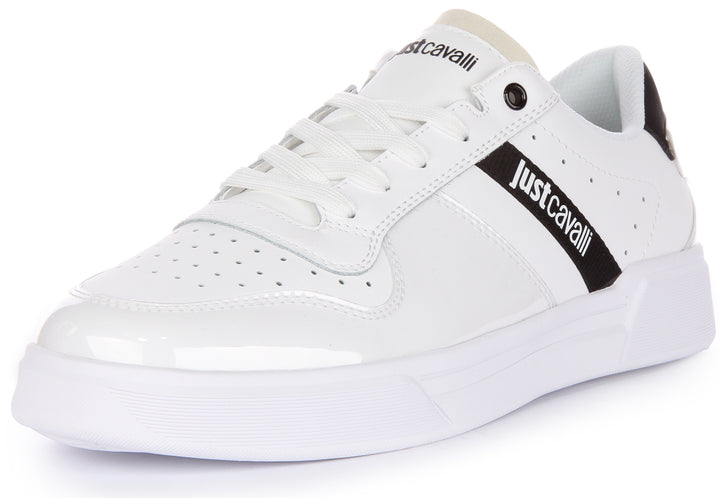 Just Cavalli Fondo Baskets à lacets en cuir synthétique pour hommes en blanc