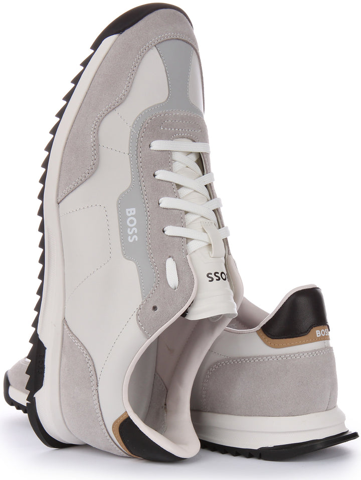 Boss Zayn Lowp ITSD Zapatillas con cordones de material mixto para hombre en blanco