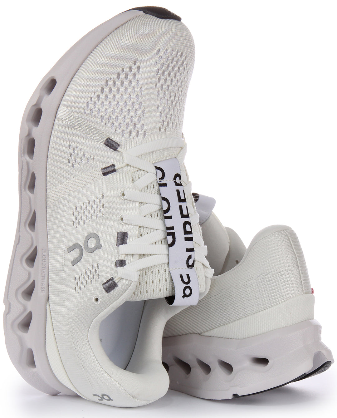 On Running Cloudsurfer Baskets CloudTec phase à lacets pour hommes en blanc