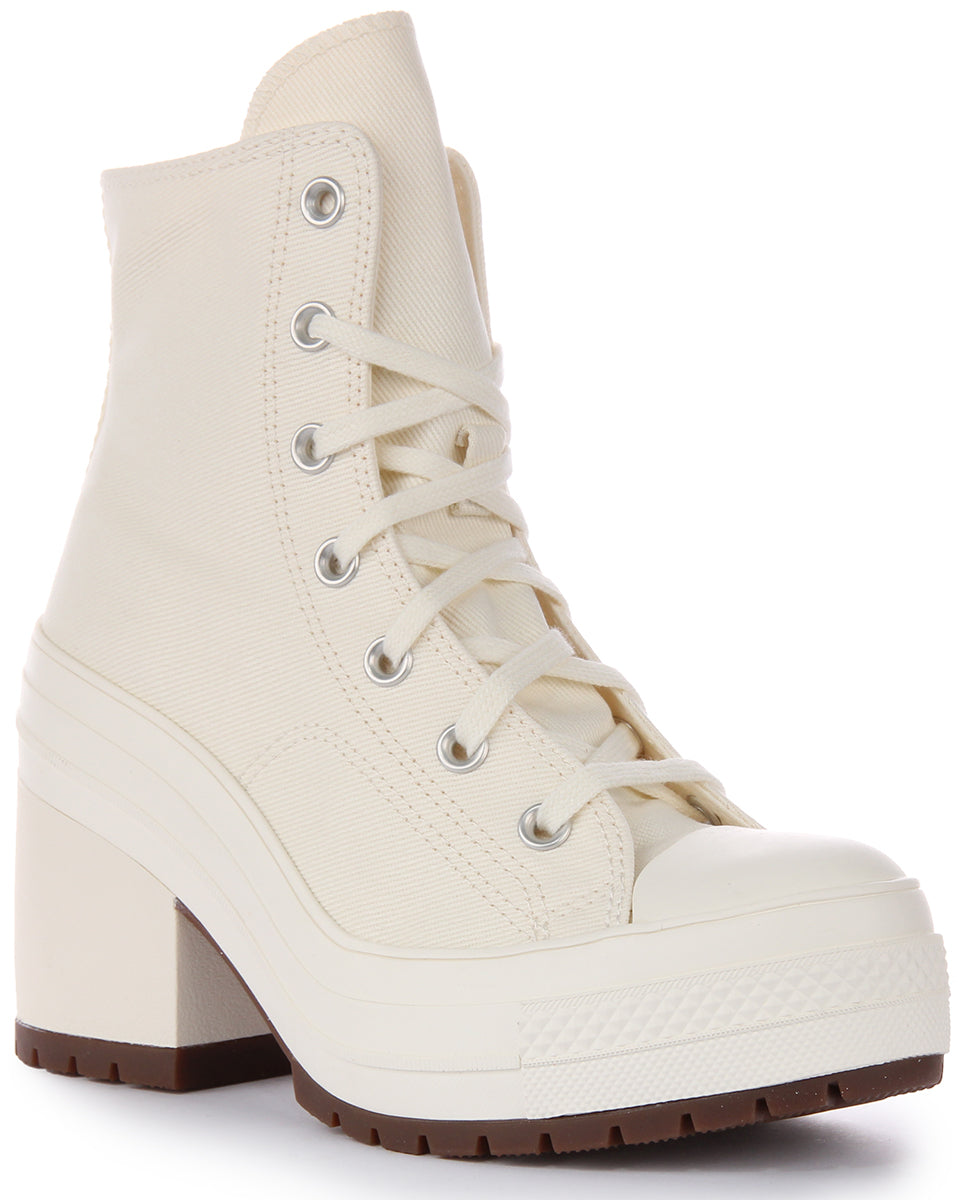 Converse Chuck 70 De Luxe Heel Scarpe da ginnastica allacciate di tela da donna in bianco