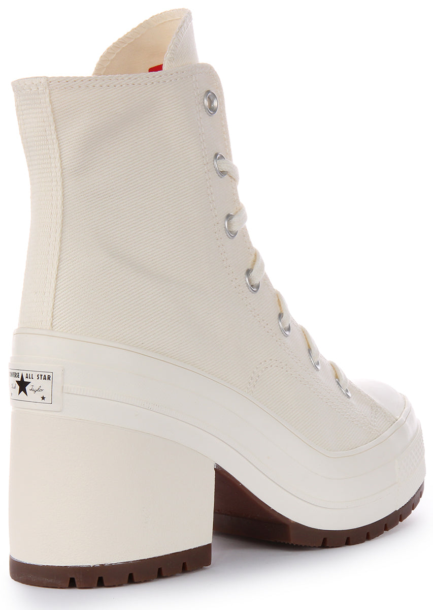 Converse Chuck 70 De Luxe Heel Scarpe da ginnastica allacciate di tela da donna in bianco