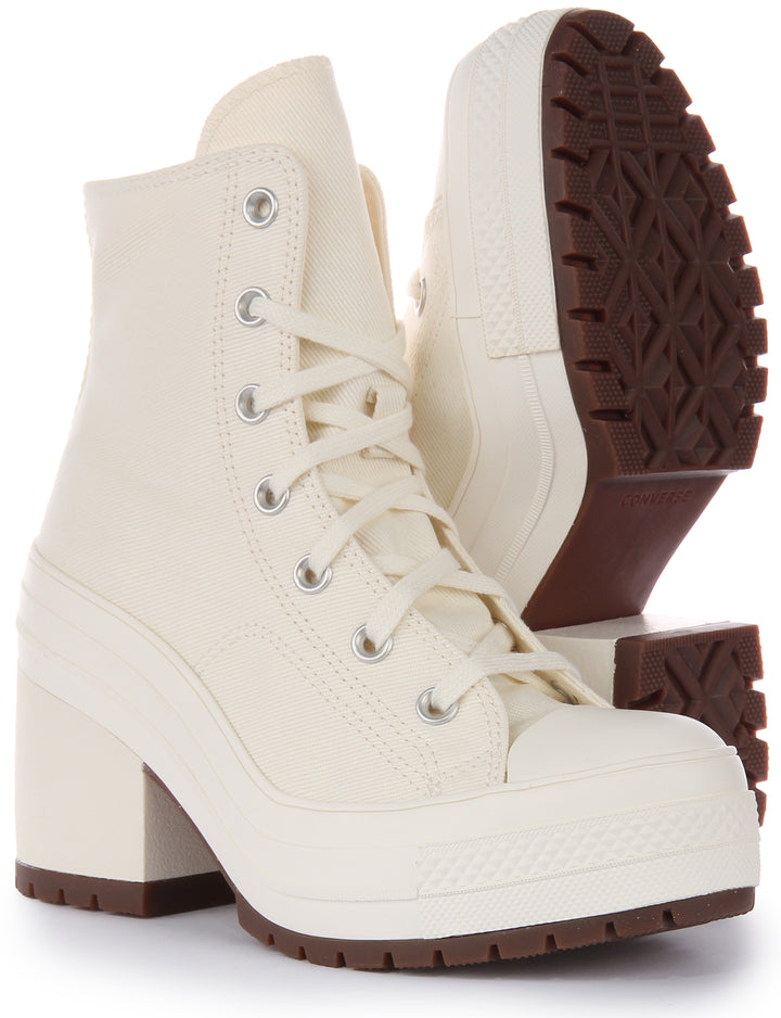 Converse Chuck 70 De Luxe Heel Baskets en toile à lacets pour femmes en blanc