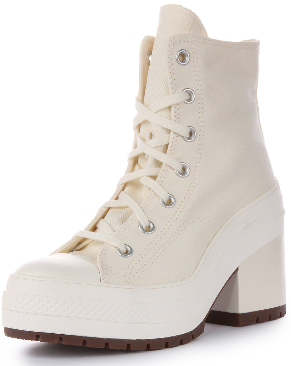 Converse Chuck 70 De Luxe Heel Scarpe da ginnastica allacciate di tela da donna in bianco