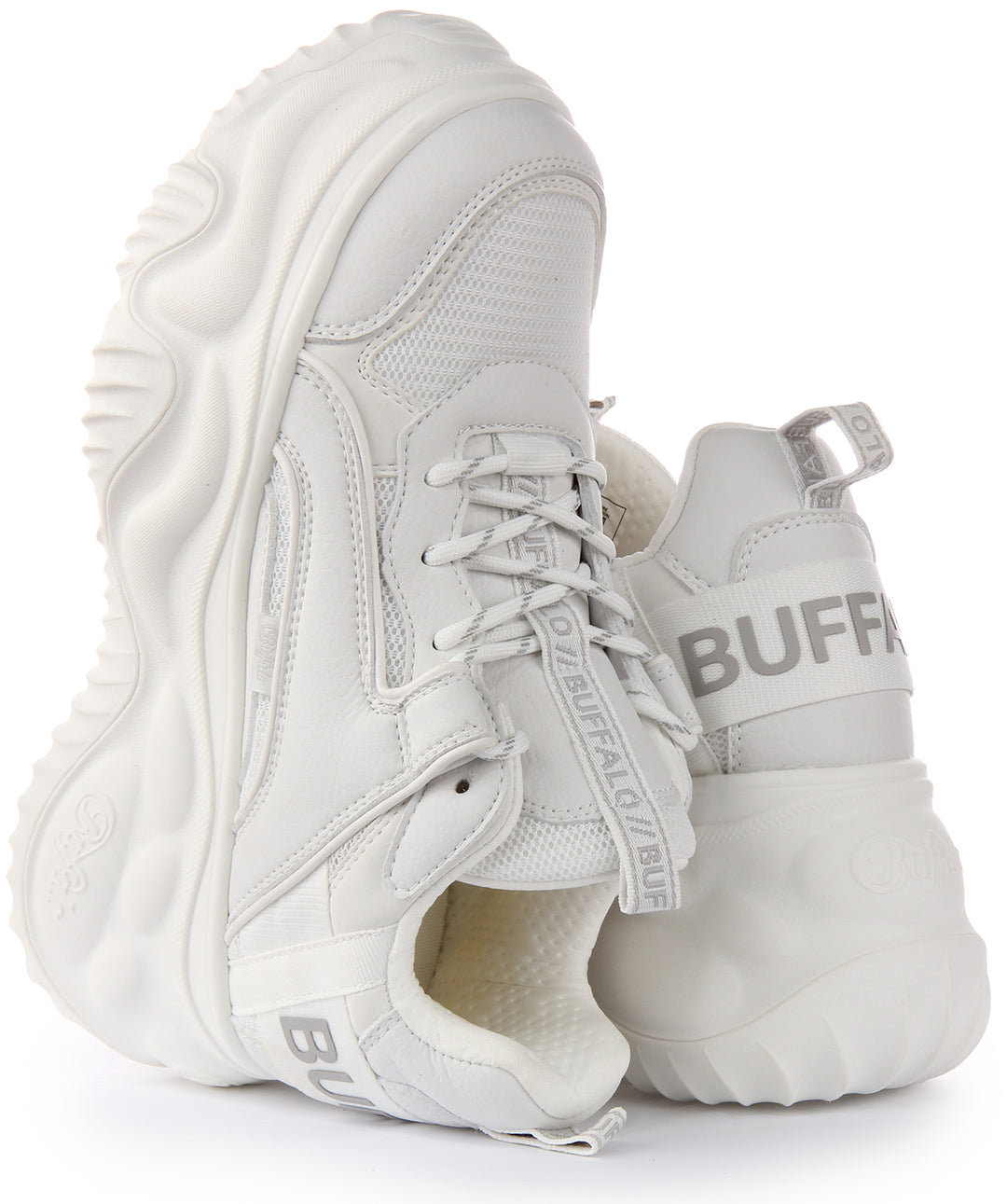 Buffalo Blader Matcha Baskets à lacets en synthétique végane à plateforme pour femmes en blanc