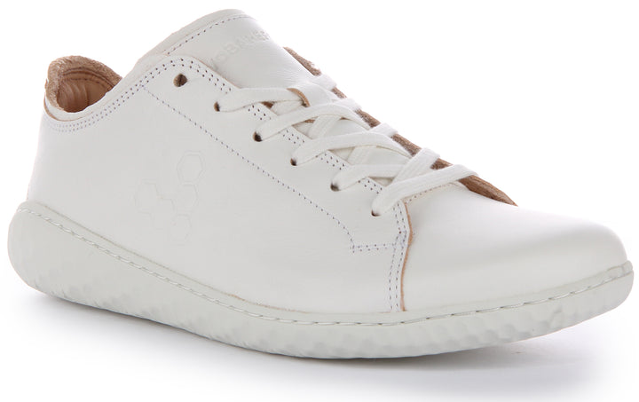 Vivobarefoot Geo Court III Zapatillas con cordones de piel resistentes a los pinchazos para mujer en blanco