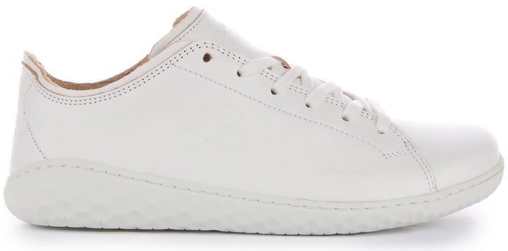 Vivobarefoot Geo Court III Baskets à lacets en cuir résistantes aux perforations pour femmes en blanc