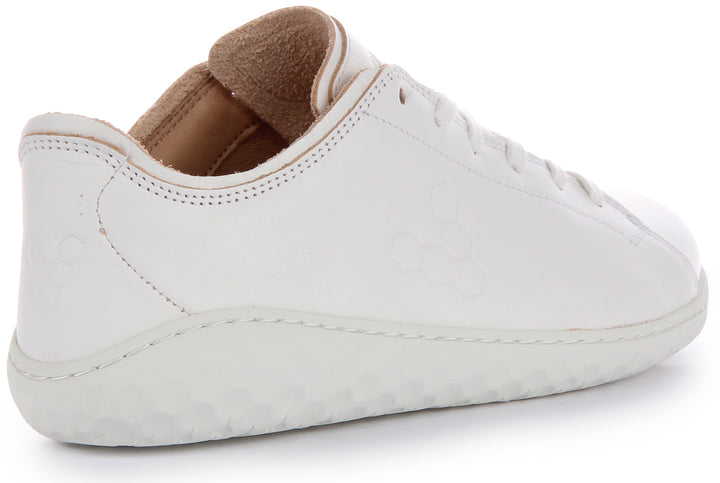 Vivobarefoot Geo Court III Baskets à lacets en cuir résistantes aux perforations pour femmes en blanc