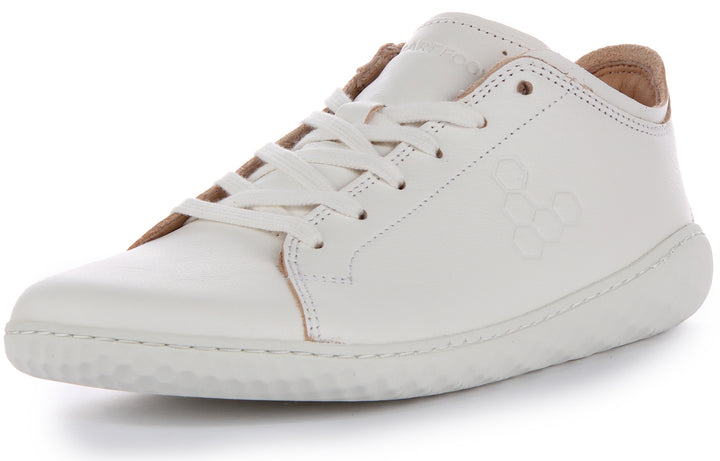 Vivobarefoot Geo Court III Zapatillas con cordones de piel resistentes a los pinchazos para mujer en blanco