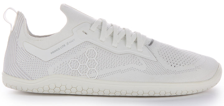 Vivobarefoot Primus Lite Knit Zapatillas con cordones resistentes a los pinchazos para mujer en blanco