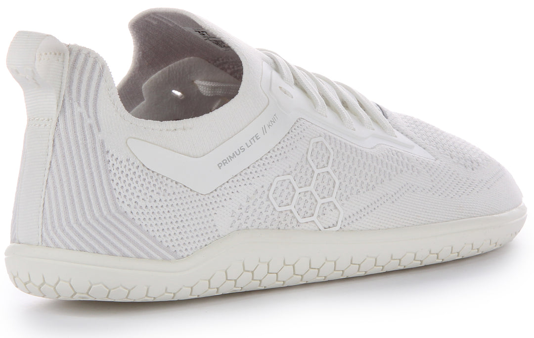 Vivobarefoot Primus Lite Knit Zapatillas con cordones resistentes a los pinchazos para mujer en blanco