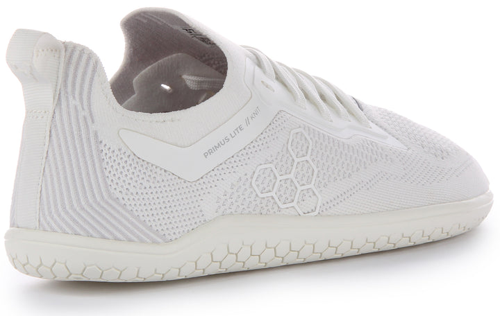 Vivobarefoot Primus Lite Knit Scarpe da ginnastica allacciate resistenti alla perforazione da donna in bianco