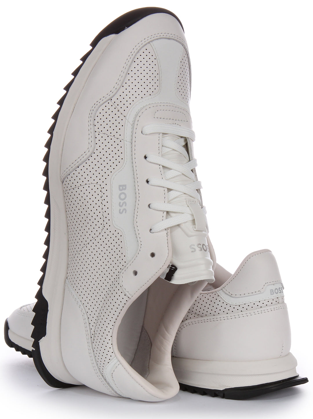 Boss Zayn Low Profile Perf Leather In White For Men