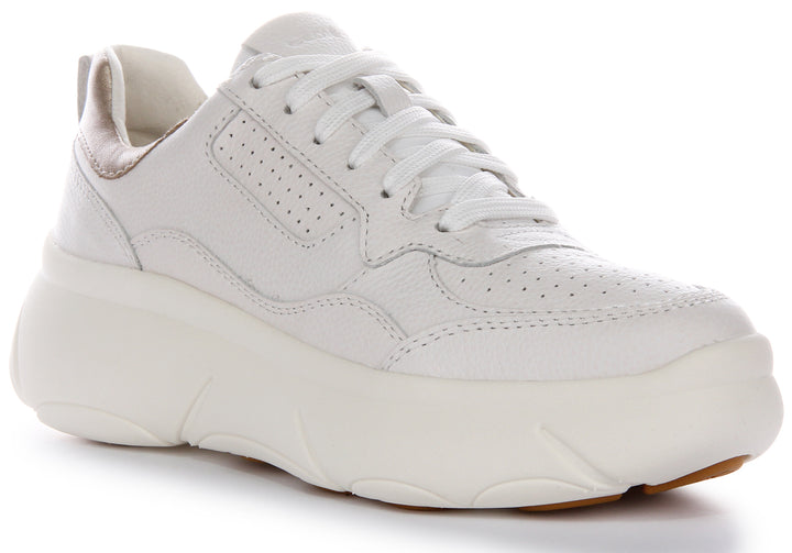 Geox D Nebula 2.0 XB Baskets En Cuir Pour Femmes En Blanc