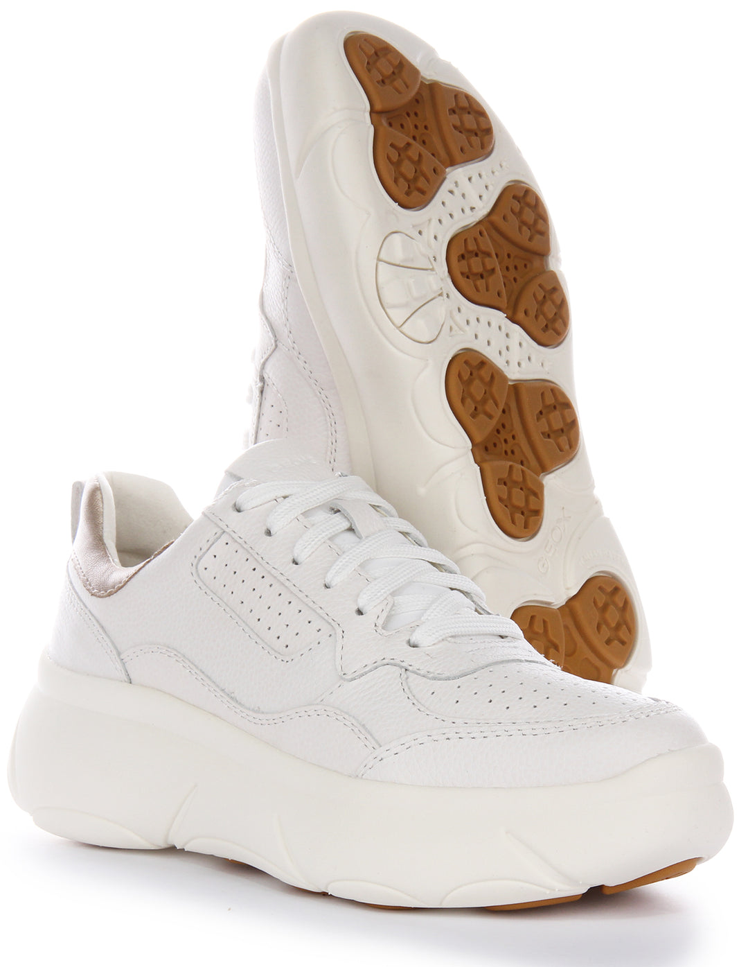 Geox D Nebula 2.0 XB Baskets En Cuir Pour Femmes En Blanc