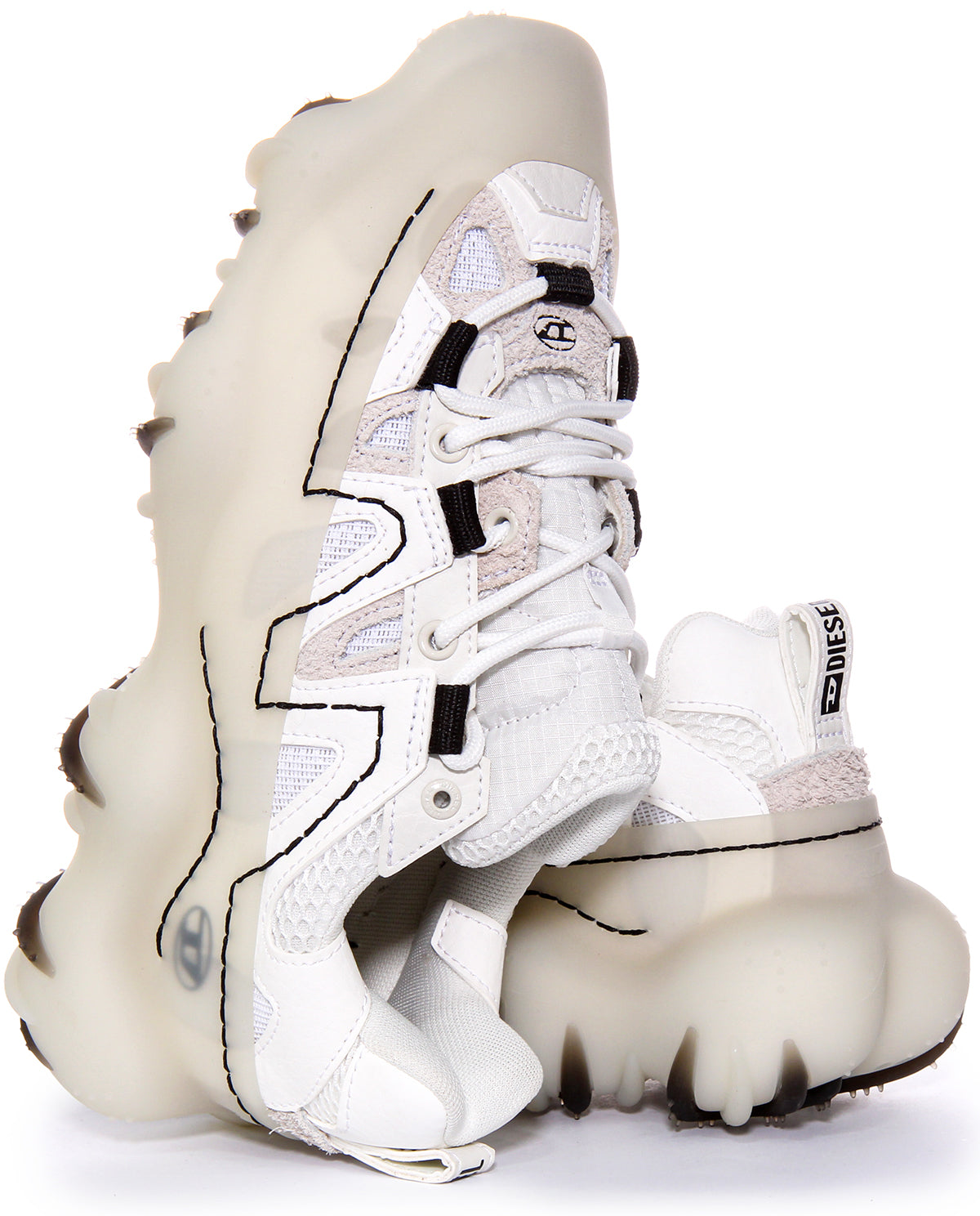 Diesel S-Prototype P1 In White For Women | Layered Mesh Low Top