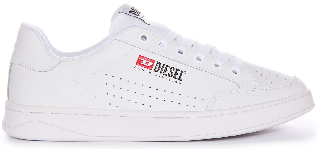 Diesel Herren SAthene VTG Retro Detail Court Geschmeidige LederSneaker in Weiß