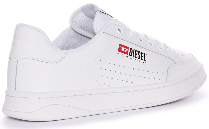 Diesel Herren SAthene VTG Retro Detail Court Geschmeidige LederSneaker in Weiß