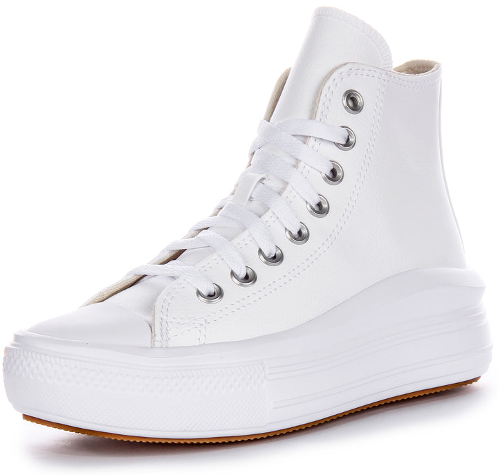 Converse CT AS Move Platform Hi Top Sneakers In Pelle Da Donna In Bianco