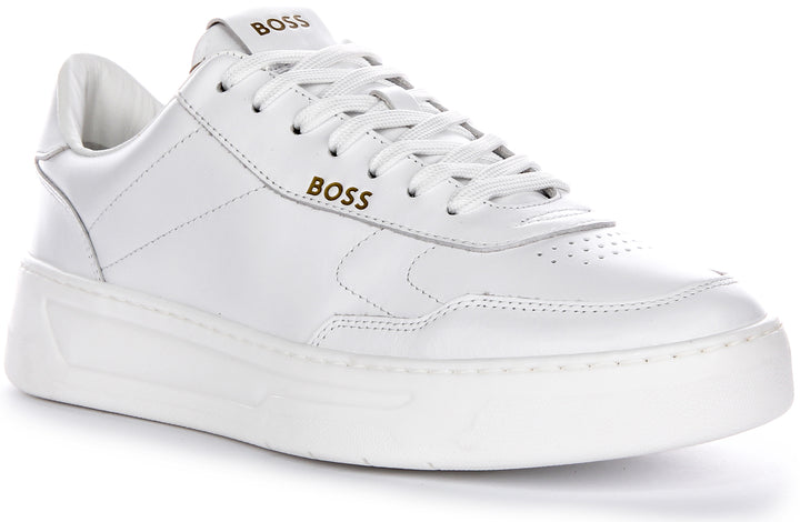 Boss Baltimore Tenn Itl Gold Logo Mono Weiße Sneaker für Herren aus synthetischen Materialien in Weiß