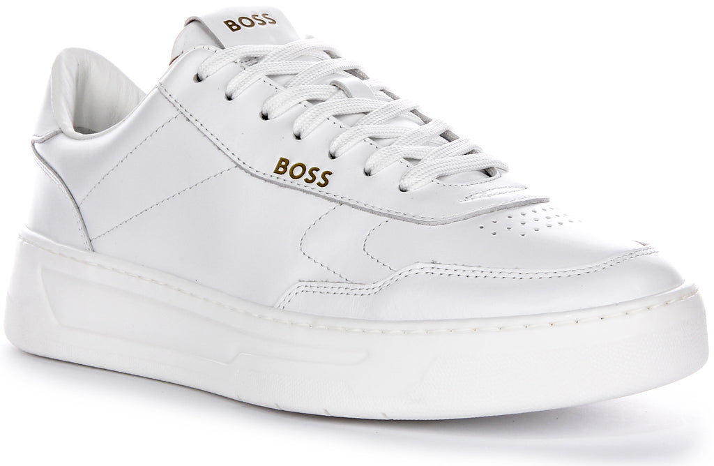 Boss Baltimore Tennis In White For Men | Hugo Boss Court Trainers