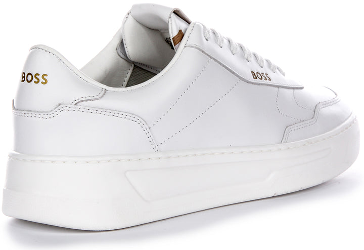 Boss Baltimore Tenn Itl Gold Logo Mono Weiße Sneaker für Herren aus synthetischen Materialien in Weiß