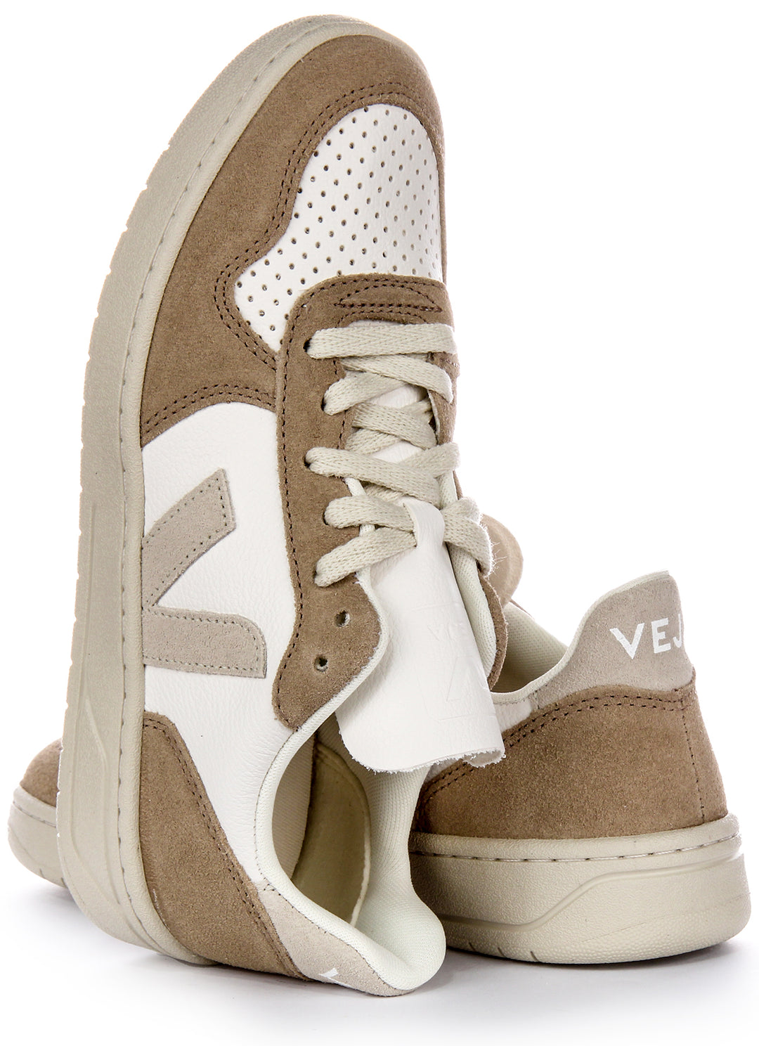 Baskets en cuir Veja V 10 Chromefree Suede Outlay Logo pour hommes en blanc