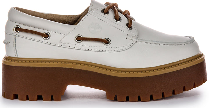 Timberland Stone Street Boat Shoes In White For Women