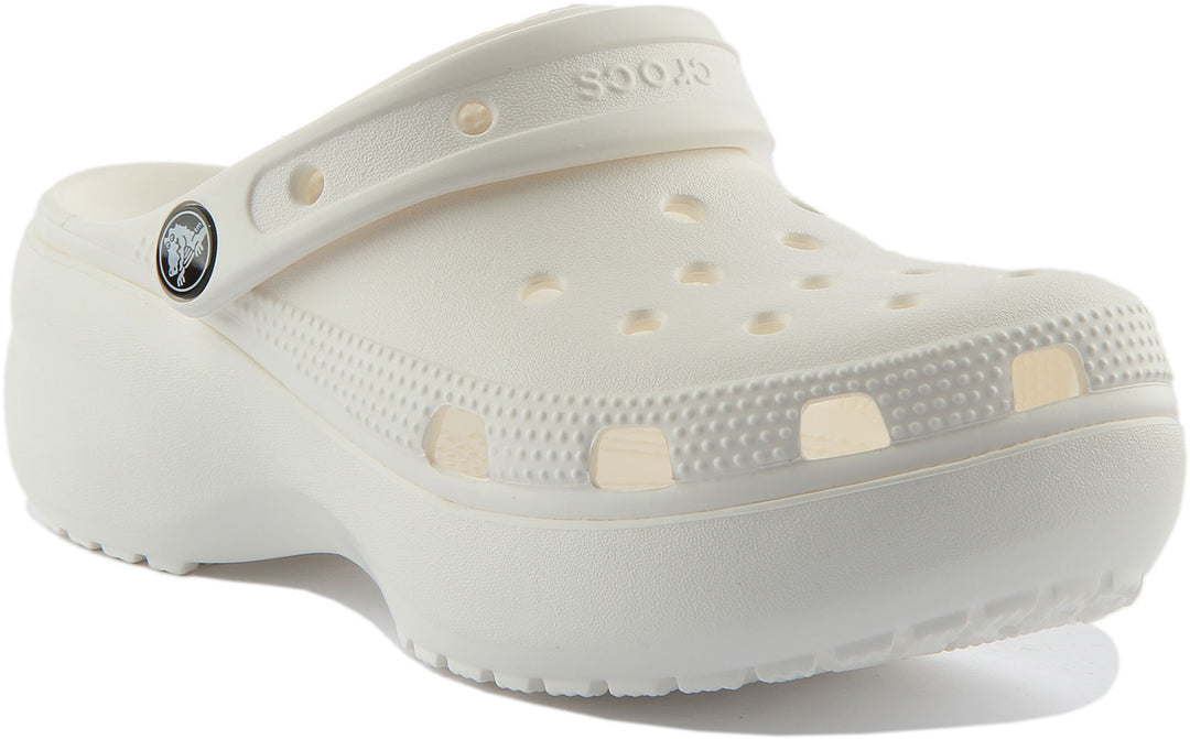 Crocs Classic Sabots en Caoutchouc Plateforme En Blanc