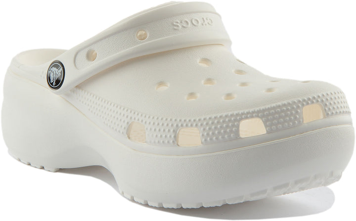 Crocs Classic Sabots en Caoutchouc Plateforme En Blanc