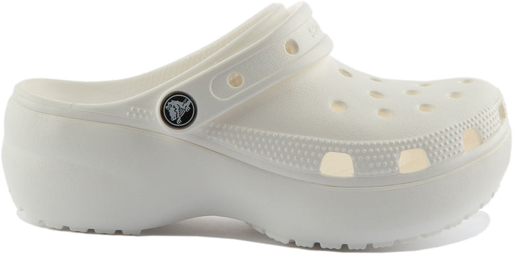 Crocs Classic Sabots en Caoutchouc Plateforme En Blanc