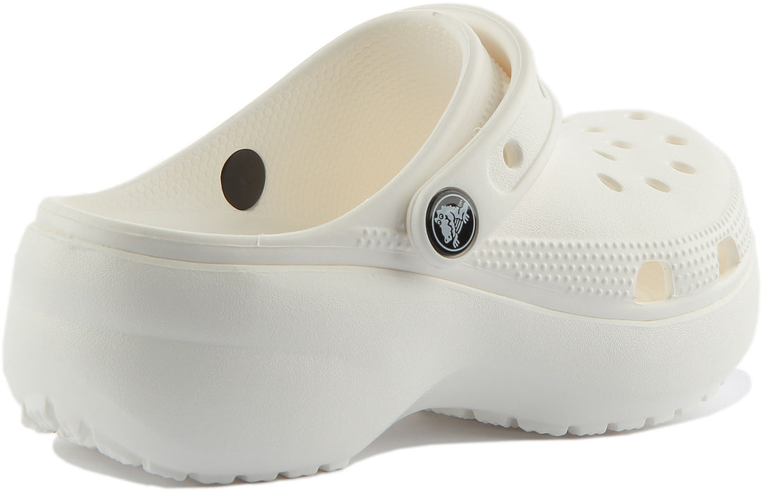 Crocs Classic Sabots en Caoutchouc Plateforme En Blanc