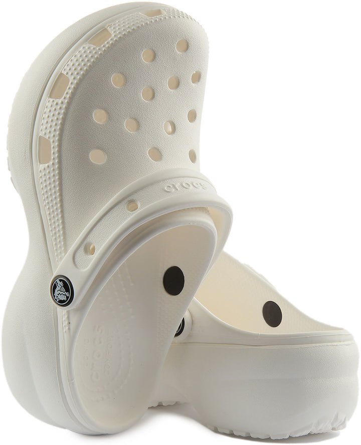 Crocs Classic Sabots en Caoutchouc Plateforme En Blanc