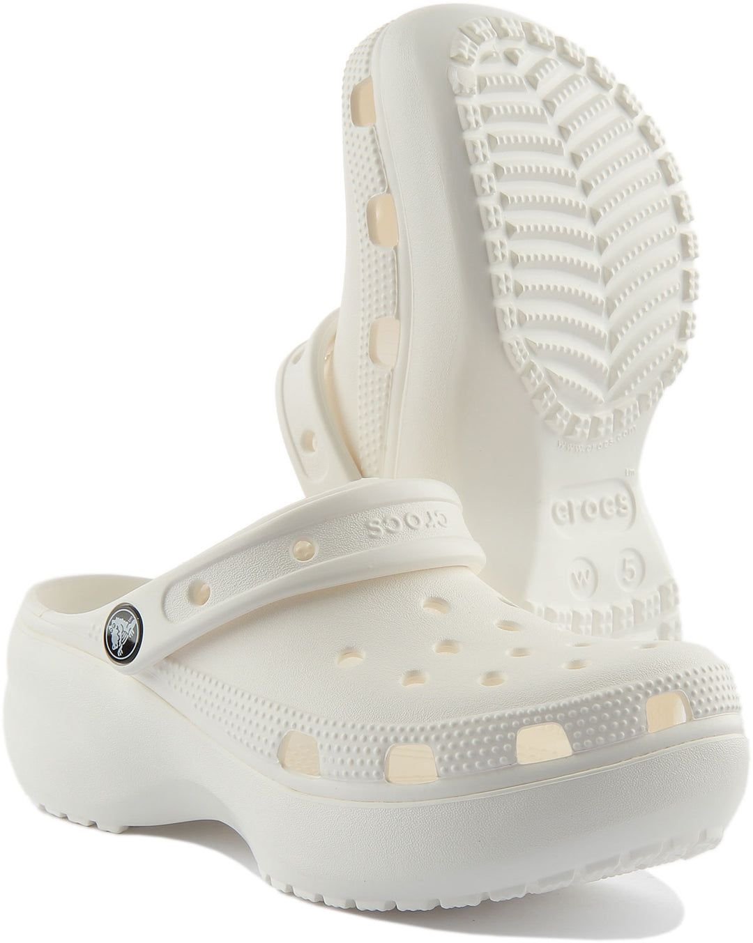 Crocs Classic Sabots en Caoutchouc Plateforme En Blanc