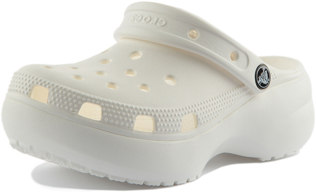 Crocs Classic Sabots en Caoutchouc Plateforme En Blanc