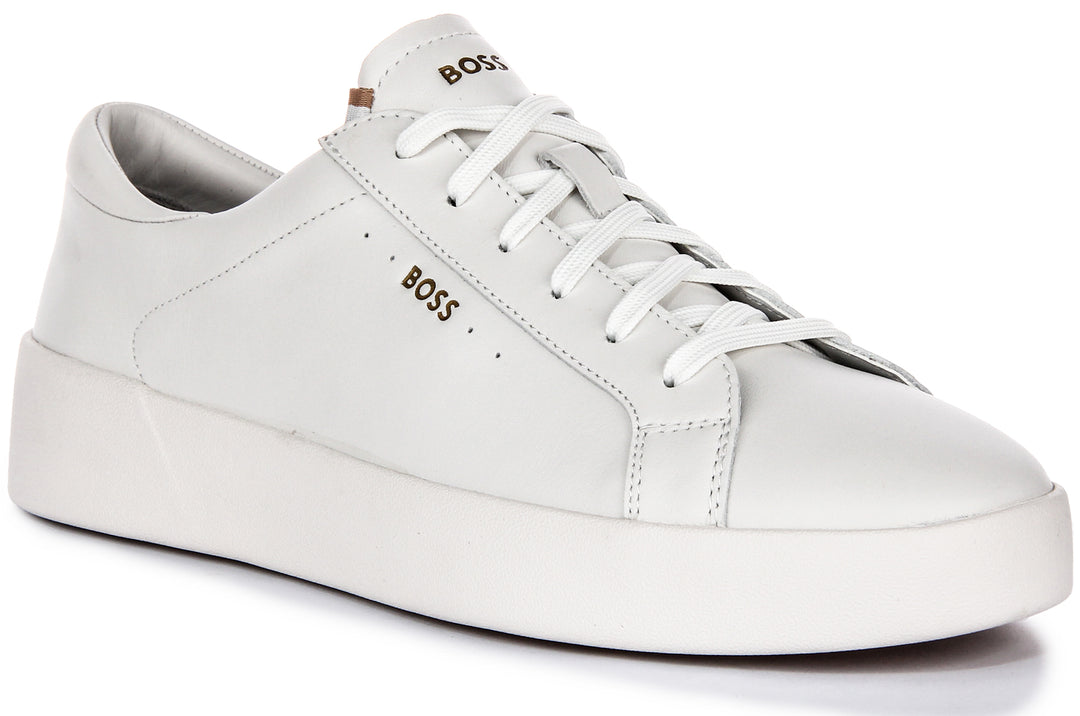 Boss Belwar Tennis Leather In White For Men