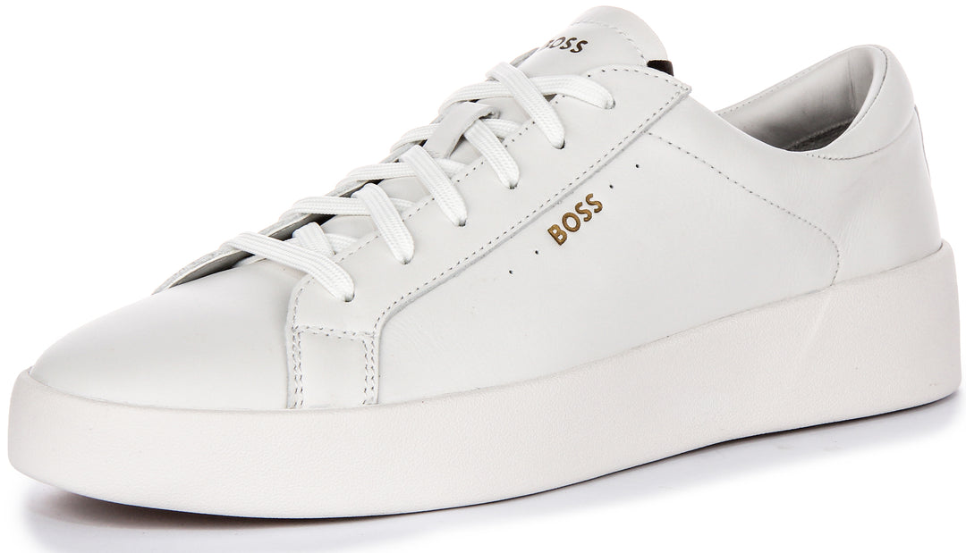 Boss Belwar Tennis Leather In White For Men