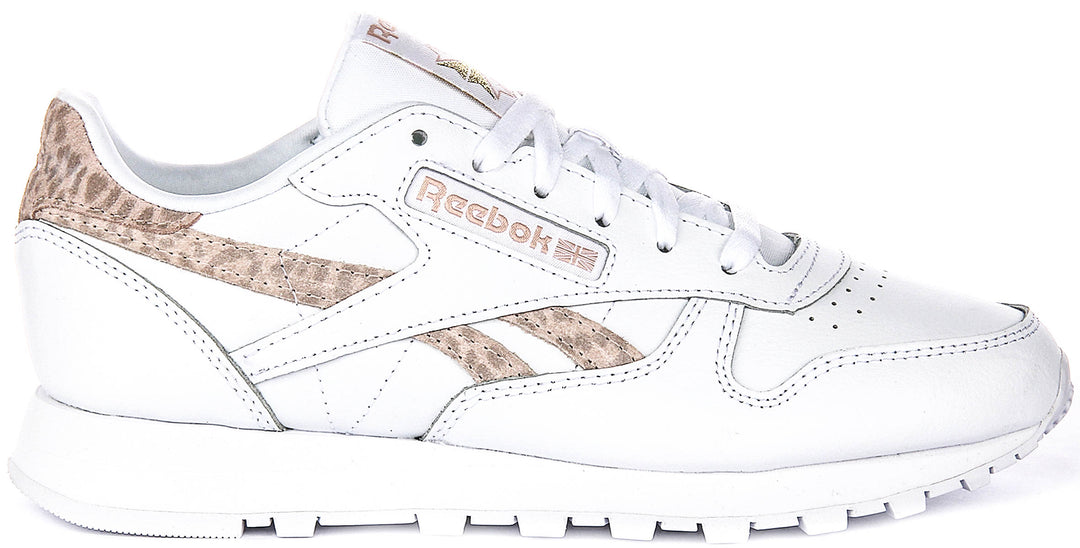 Reebok Classic Leather In White Leopard For Women