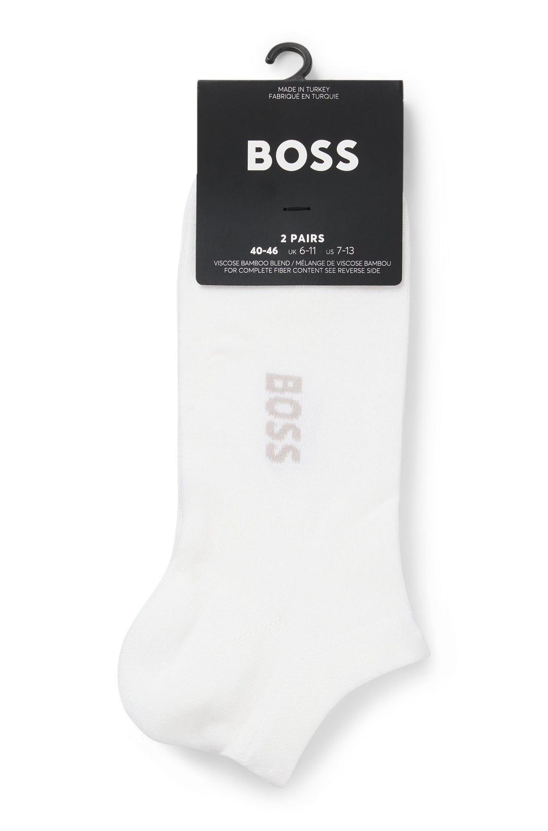 Boss 2 Pairs Logo Bamboo Socks In White For Men