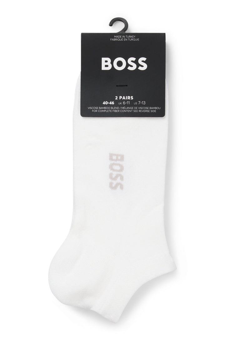 Boss 2 Pairs Logo Bamboo Socks In White For Men