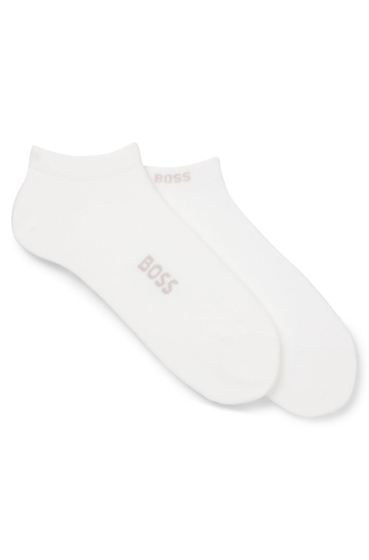 Boss 2 Pairs Logo Bamboo Socks In White For Men